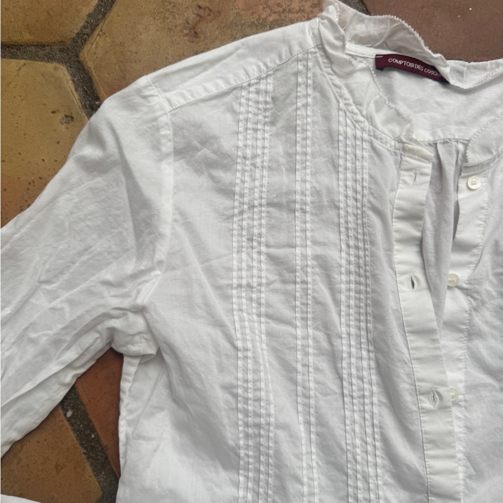 White Pintuck Front Button Shirt - Comptoir des Cotonniers